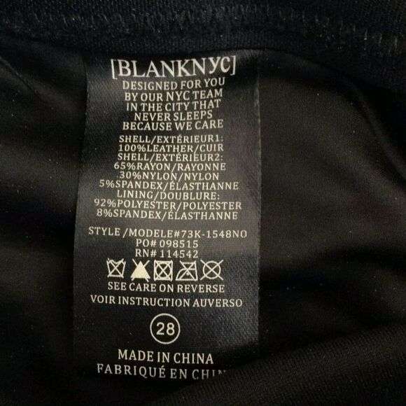 Blank NYC Womens Suede Leather Front Pull On Legging Moto Pants Black Size 28 - Picture 9 of 10